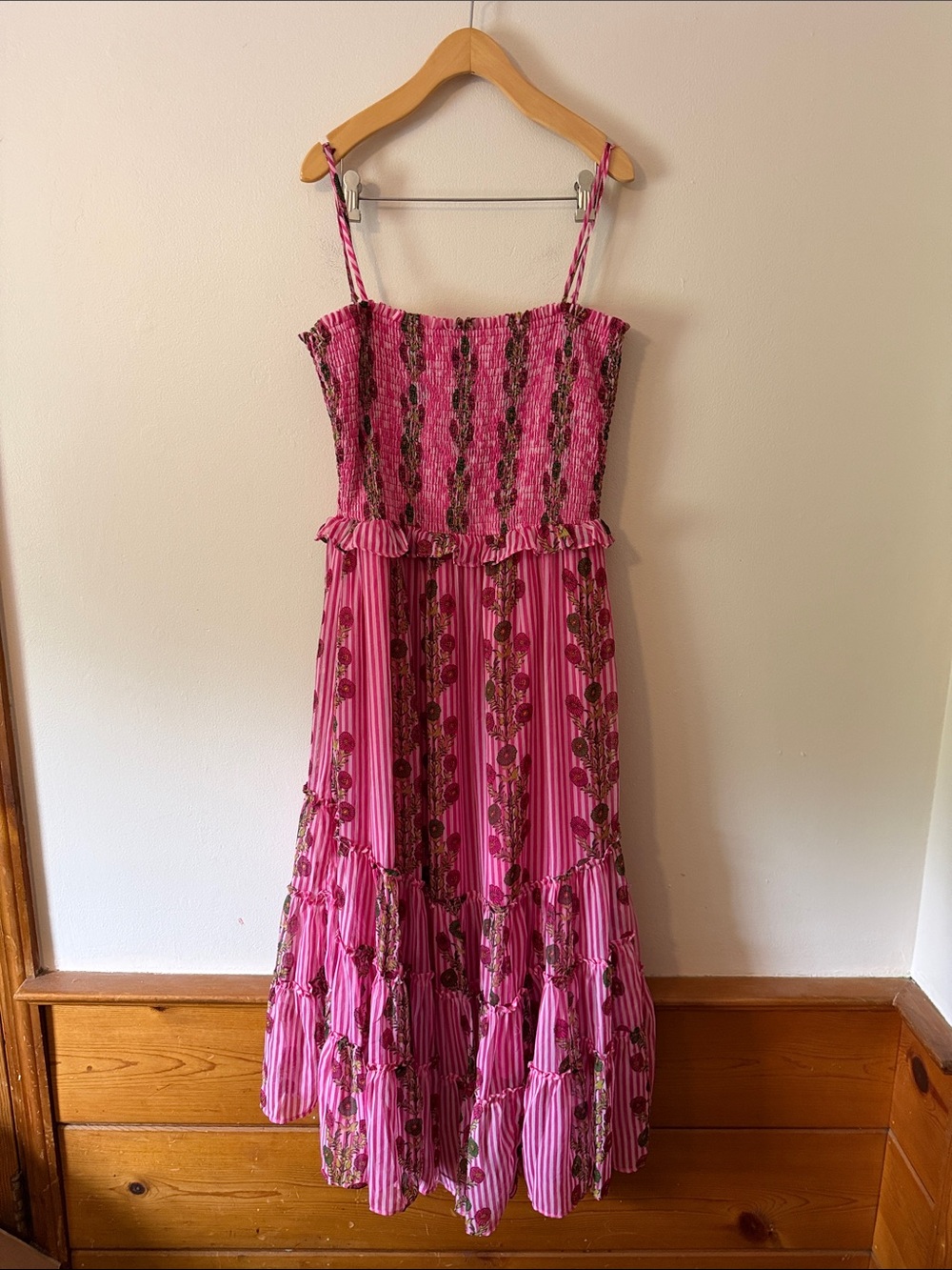 Free People Alejandra Smocked Bodice Tiered Sundress Size L - Picture 7 of 9